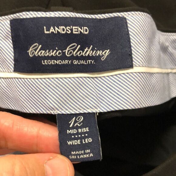 Lands’ End 12 Mid Rise Black Wide Leg Dress Pants - Picture 7 of 14